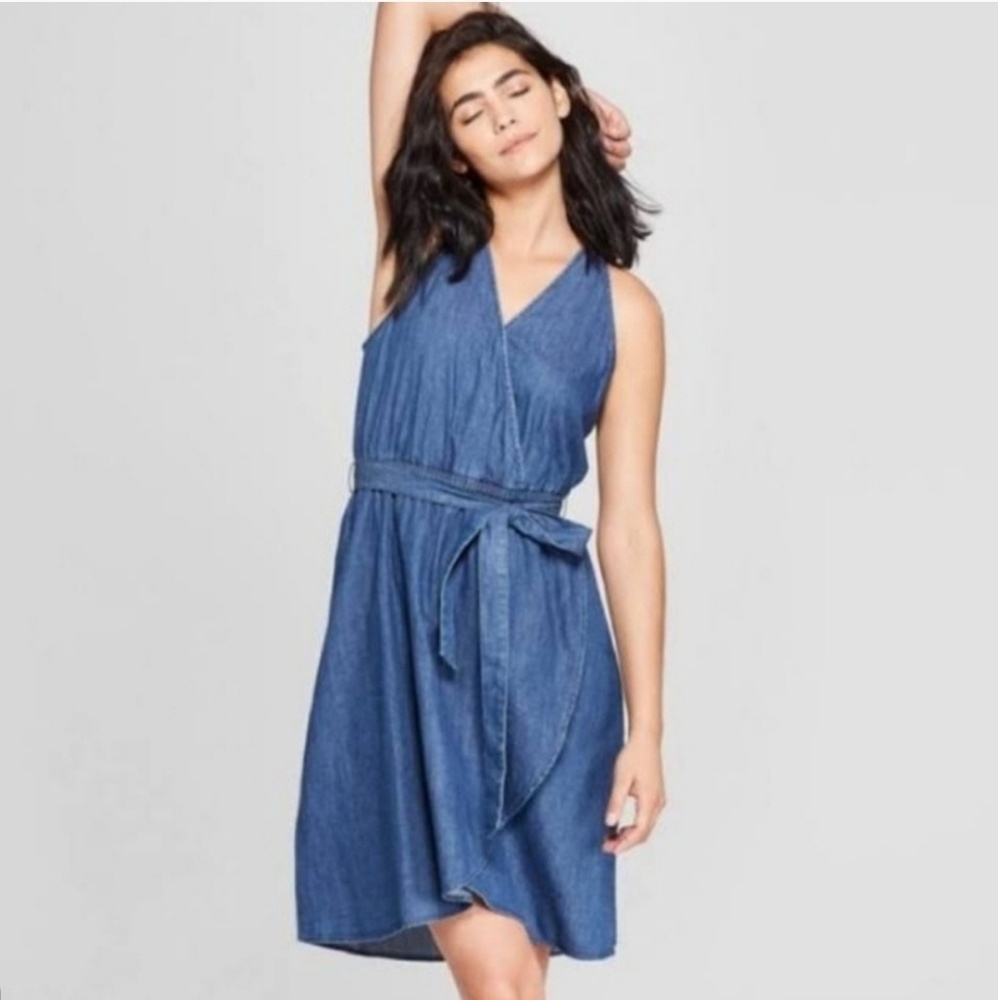 Universal Thread Chambray Dress Blue Sleeveless